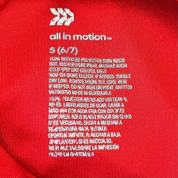 All In Motion Short Sleeve Top Red With Football Graphic Boys Size S (6/7) - Picture 3 of 3